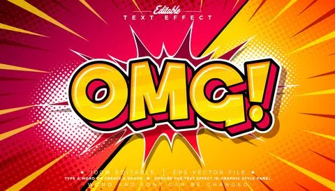OMG Text Effect Design Editable Comic Vector Graphic Style with Colorful 3d.. Illustrazione stock