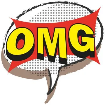 OMG vector comic bubble, surprise funny text tag Illustrazione stock