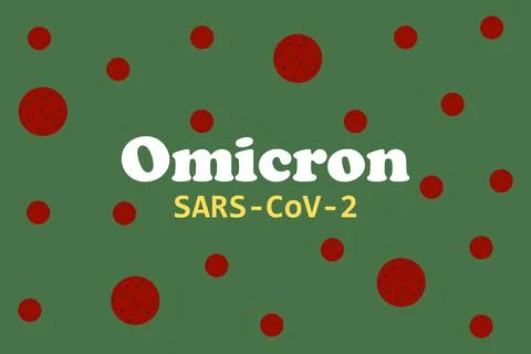 Omicron SARS CoV 2 Virus typography with virus symbol Illustrazione stock