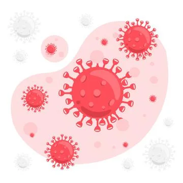 Omicron Variant Covid 19 in red illustration background. Stock Illustration