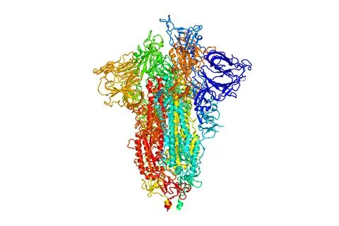 Omicron variant SARS-CoV-2 spike protein ectodomain coronavirus molecule 3D Illustrazione stock