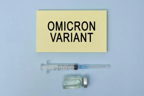 Omicron variant text on piece of paper Stock Photos