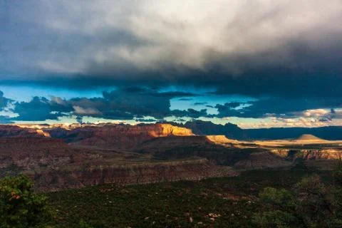 Ominous cloud hovering over Zion alpenglow Stock Photos