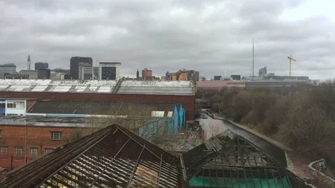 Ominous Clouds gathers over an overcast urban cityscape Video stock 72176737