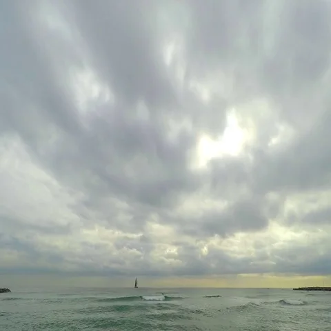 Ominous Clouds Over The Sea Stock Footage