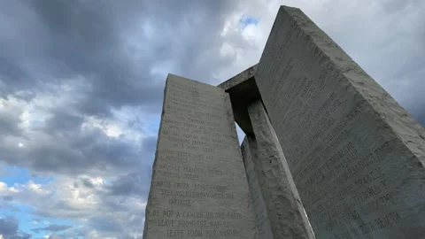 Ominous Cloudy Sky Timelapse Behind the Georgia Guidestones Stock Footage 166221813