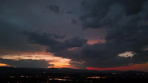 Ominous Colorado front range sunset over the rocky mountains Video stock 285106025