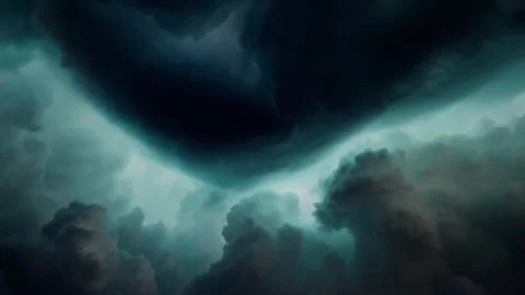 Ominous Cyan Thunderstorm Cloud Vortex Swirling Time Lapse Stock Footage 337812393