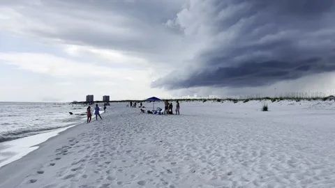 Ominous dark clouds roll in to Beach Vídeo Stock 249109672