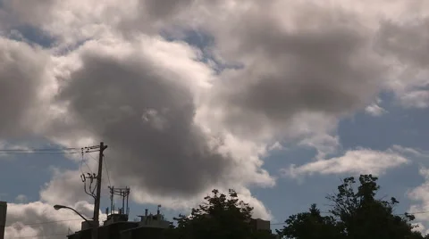 Ominous dark storm clouds on the horizon, black clouds, cumulonibus clouds Stock Footage 40245759
