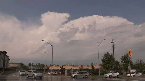 Ominous dark storm clouds on the horizon, black clouds, cumulonibus clouds Stock Footage 40653921