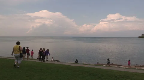 Ominous dark storm clouds on the horizon, black clouds, cumulonibus clouds Stock Footage 40691191