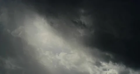 Ominous time lapse gray/silver roiling, confused cloud filtering sun Stock Footage 152524812