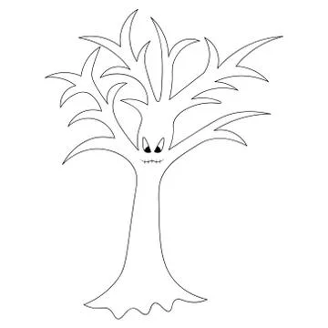 Ominous tree. Sketch. Vector illustration. 库存插图