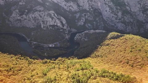 Omis Cetina Canyon Dramatic Landscape Aerial Stock Footage 332668090