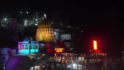 Omkareshwar Jyotirlinga Temple Night View Stock Footage 334235665