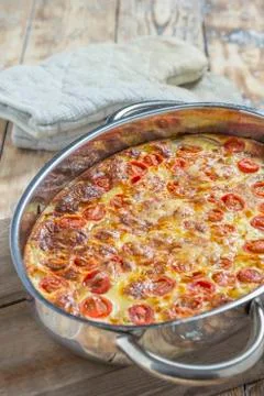 Omlette in caserole Stock Photos