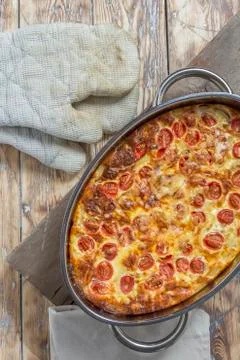 Omlette in caserole Stock Photos