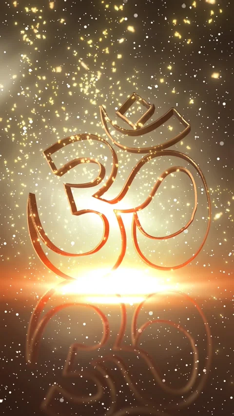Omm symbol appears from below with particle effects Stock Footage 297176511