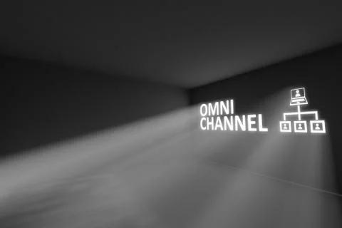 OMNI CHANNEL rays volume light concept 3d illustration Stock Illustration