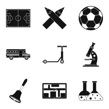 Omnibus icons set, simple style Ilustración de archivo