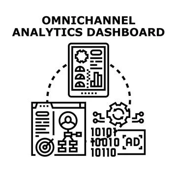 Omnichannel analytics dashboard for business digital marketing strategy Stock Illustration