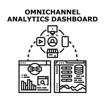 Omnichannel analytics dashboard presenting customer data insights Stock Illustration