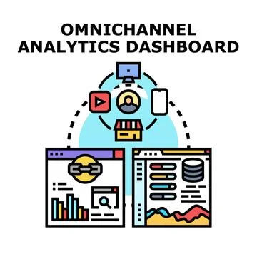 Omnichannel analytics dashboard presenting customer data insights Stock Illustration