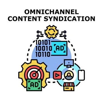 Omnichannel content syndication process creating marketing campaign strategy Stockillustratie