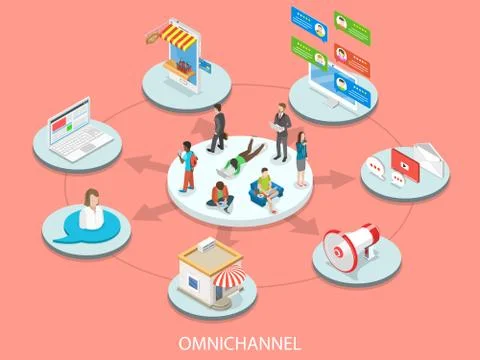 Omnichannel flat isometric vector concept. Stock Illustration