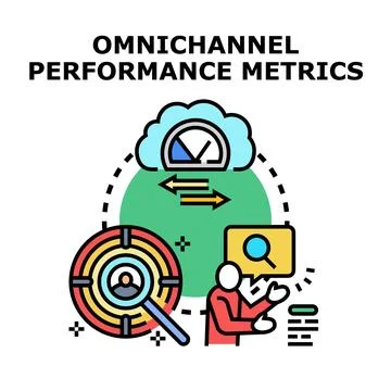 Omnichannel performance metrics measuring customer analytics Stock Illustration