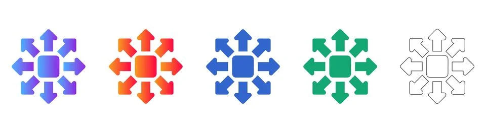 Omnidirectional Arrow Icons for UI Navigation Stock Illustration