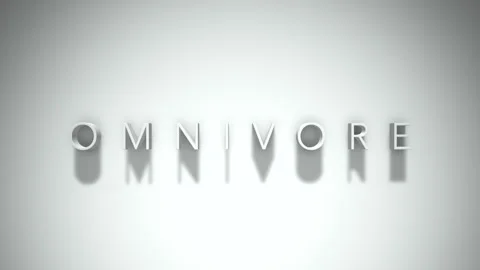 Omnivore 3D title animation with shadows on a white background Stock Footage 296512744