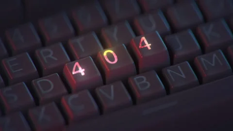 ?omputer keyboard with the error 404 seamless loop 3D render animation Stock Footage 320399589