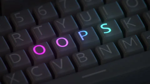 ?omputer keyboard with the text oops seamless loop 3D render animation Stock Footage 321309757