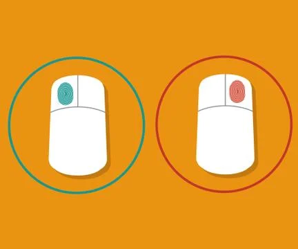 Omputer mouse with right click and left click finger sign Illustrazione stock