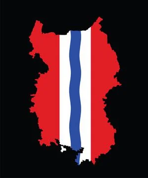 Omsk Oblast map flag vector silhouette illustration isolated on black Stock Illustration