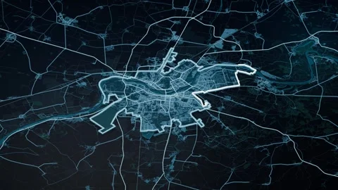 Omsk Russia Glowing Digital Map Animation 4K Stock Footage 339629336