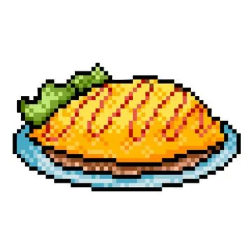 Omurice vector art illustration pixel art. Stock Illustration