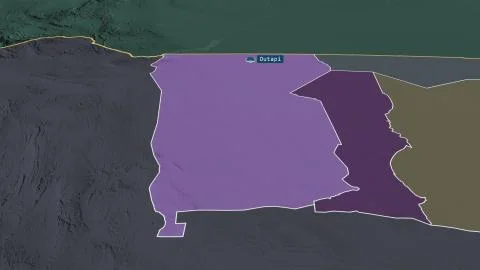 Omusati, Namibia. Colored and bumped map of the administrative division Stock Illustration