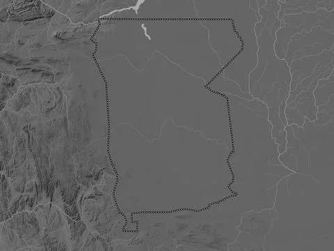 Omusati, Namibia. Grayscale elevation map with lakes and rivers Illustrazione stock
