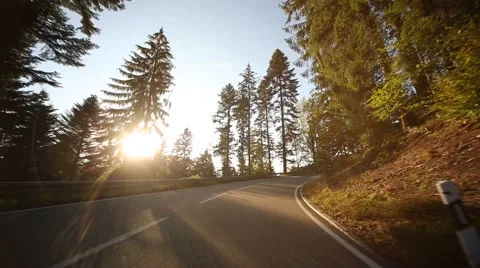 Onboard-Camera on a country road with backlight sun Stock Footage 42125903
