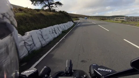Onboard camera, TT course mountain section (Guthries). Isle of Man. Stock Footage 102992107