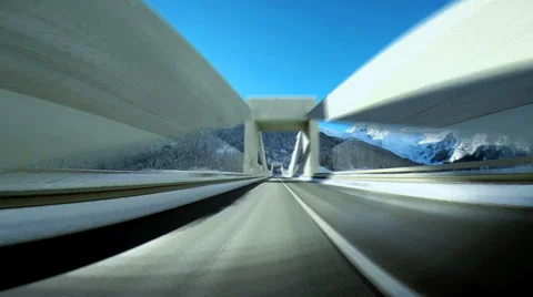 Onboard car view. driving drive. road street. motion moving. rush speed Stock Footage 34513791