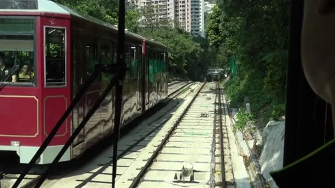 Onboard cockpit view of funicular tram is a form of cable railway 4k Stock Footage 160192027