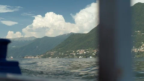 Onboard ferry view of Lake Como, Lake Como, Lombardy, Italian Lakes, Italy, Stock Footage 112436095