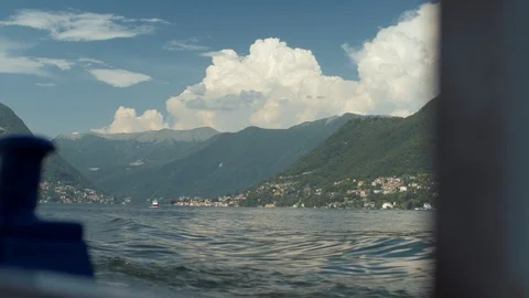 Onboard ferry view of Lake Como, Lake Como, Lombardy, Italian Lakes, Italy, Stock Footage 112436949