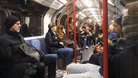 Onboard a London Underground Train Stock Footage 124223913