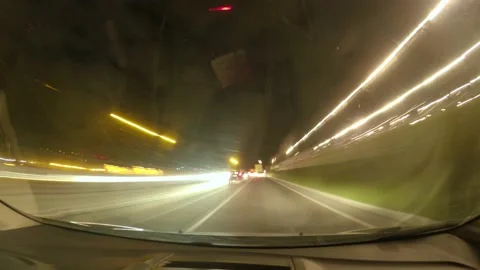 Onboard long exposure night timelapse of a travel by car Stock Footage 167293393