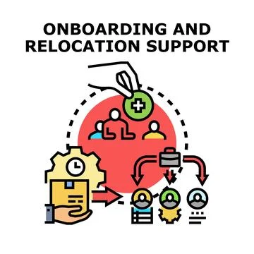 Onboarding and relocation support for new employees Stock Illustration